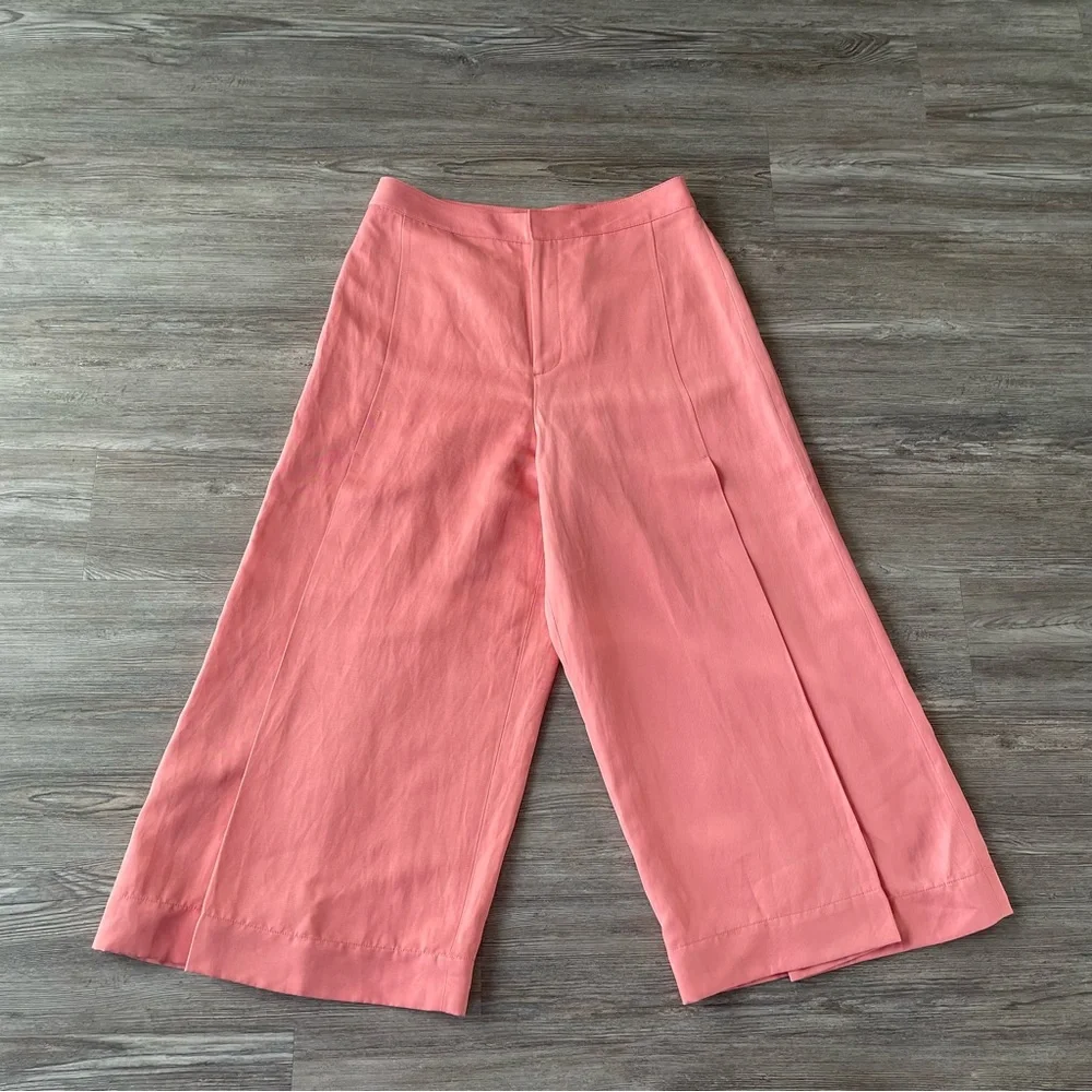 NWT Club Monaco Caroline High Rise Wide Leg Flare Pants Pink 8